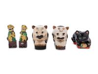 Five Chinese Porcelain Polychrome Glazed Animals