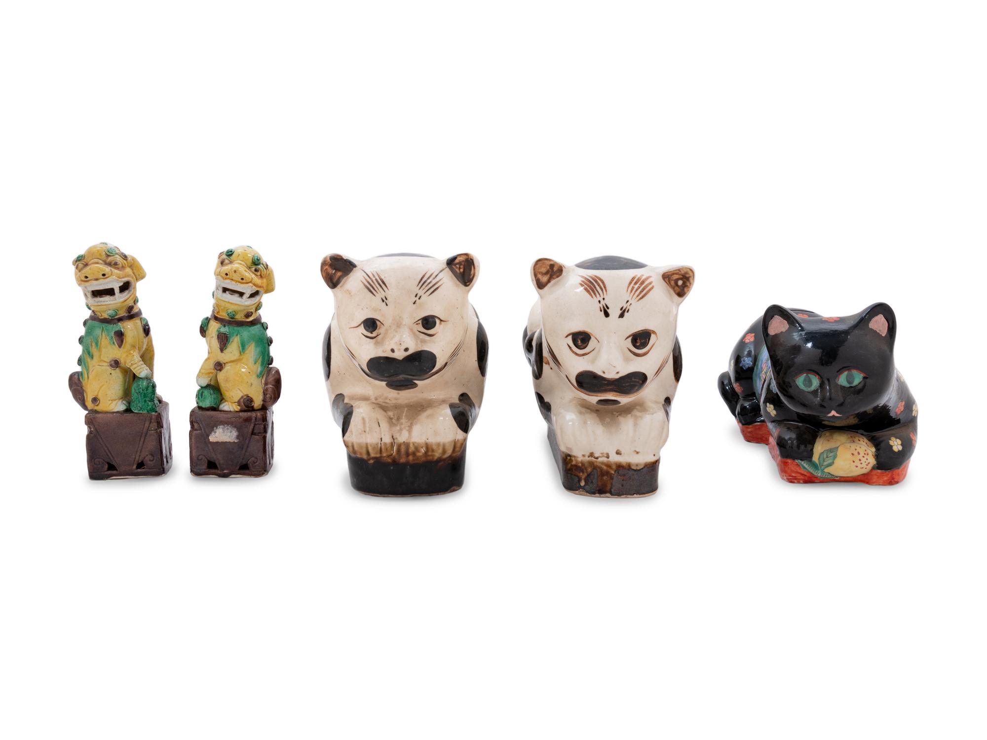 Five Chinese Porcelain Polychrome Glazed Animals