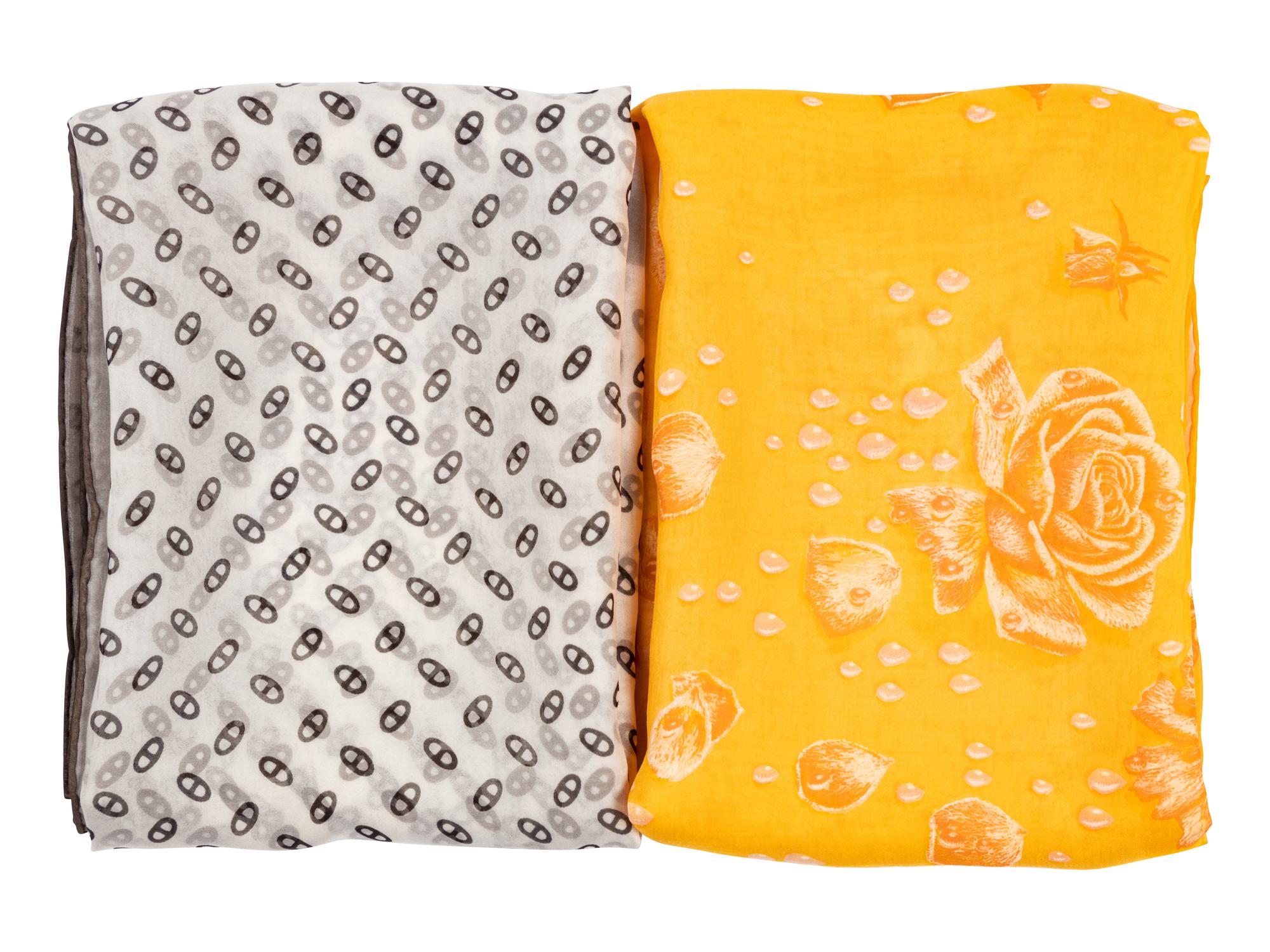 Two Hermès 70cm Double Layer Silk Chiffon Scarves