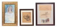 7 drawings and watercolors, ,