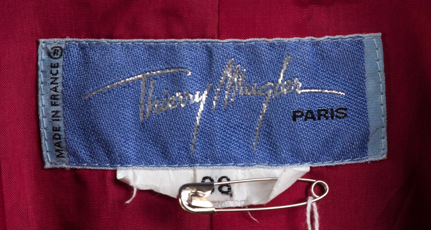 A Thierry Mugler Red Wool Skirt Suit, Size 38.