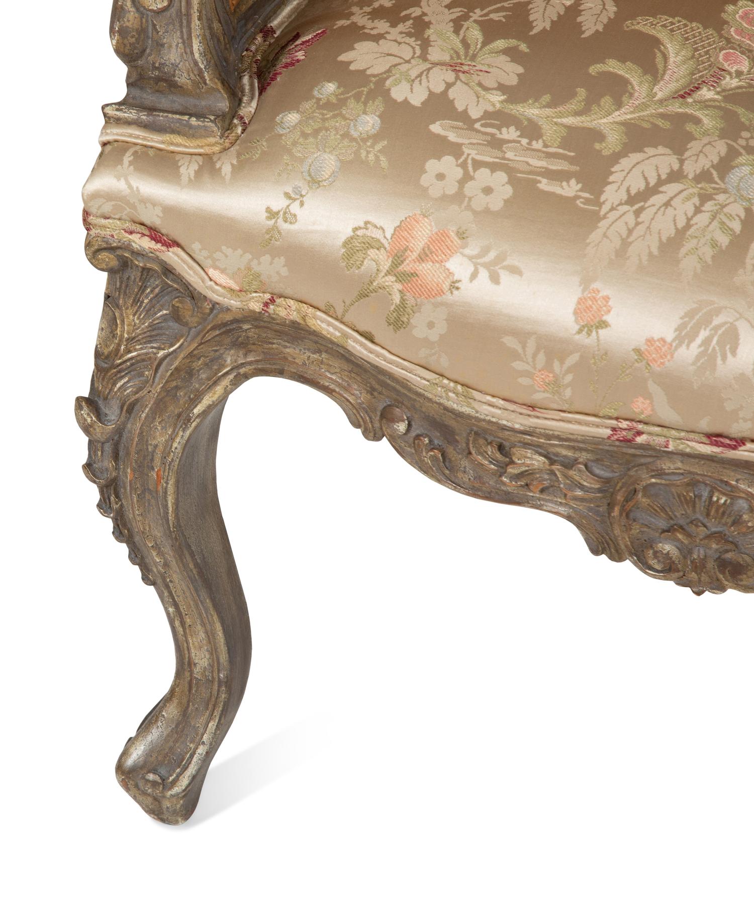 A Louis XV Style Painted Cane Back Tete-a-Tete