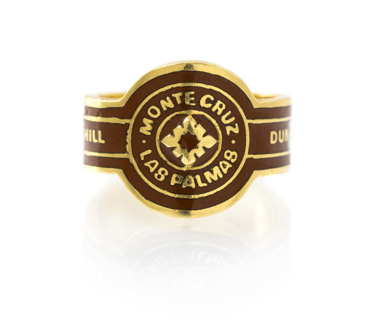 An 18 Karat Yellow Gold and Enamel Cigar Band Ring, Dunhill, 6.50 dwts.