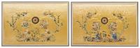 A Rare Set of Six Chinese Imperial Yellow Embroidered Silk Panels 19TH CENTURY Largest 66 x 44 1/2 inches. — 19TH CENTURY