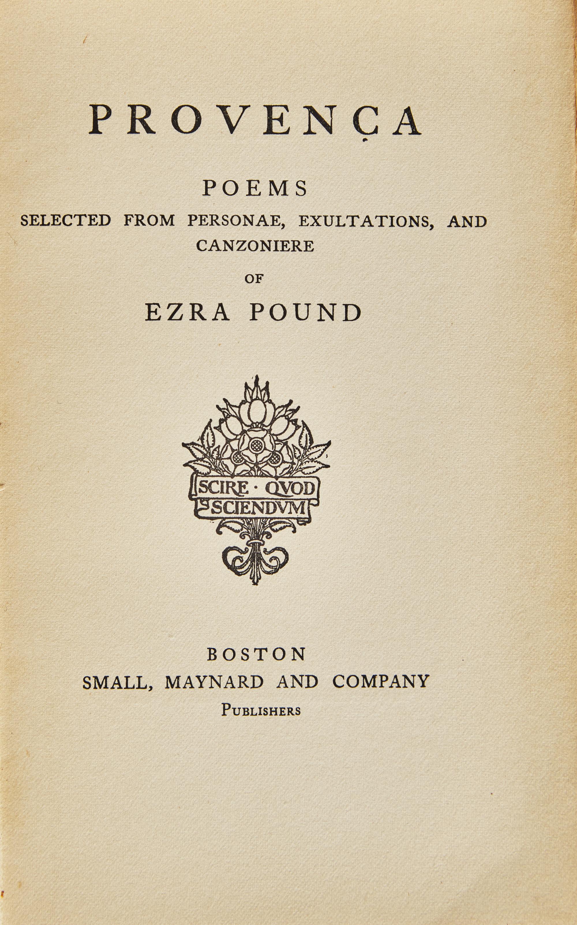 [Literature] Pound, Ezra. Provenca