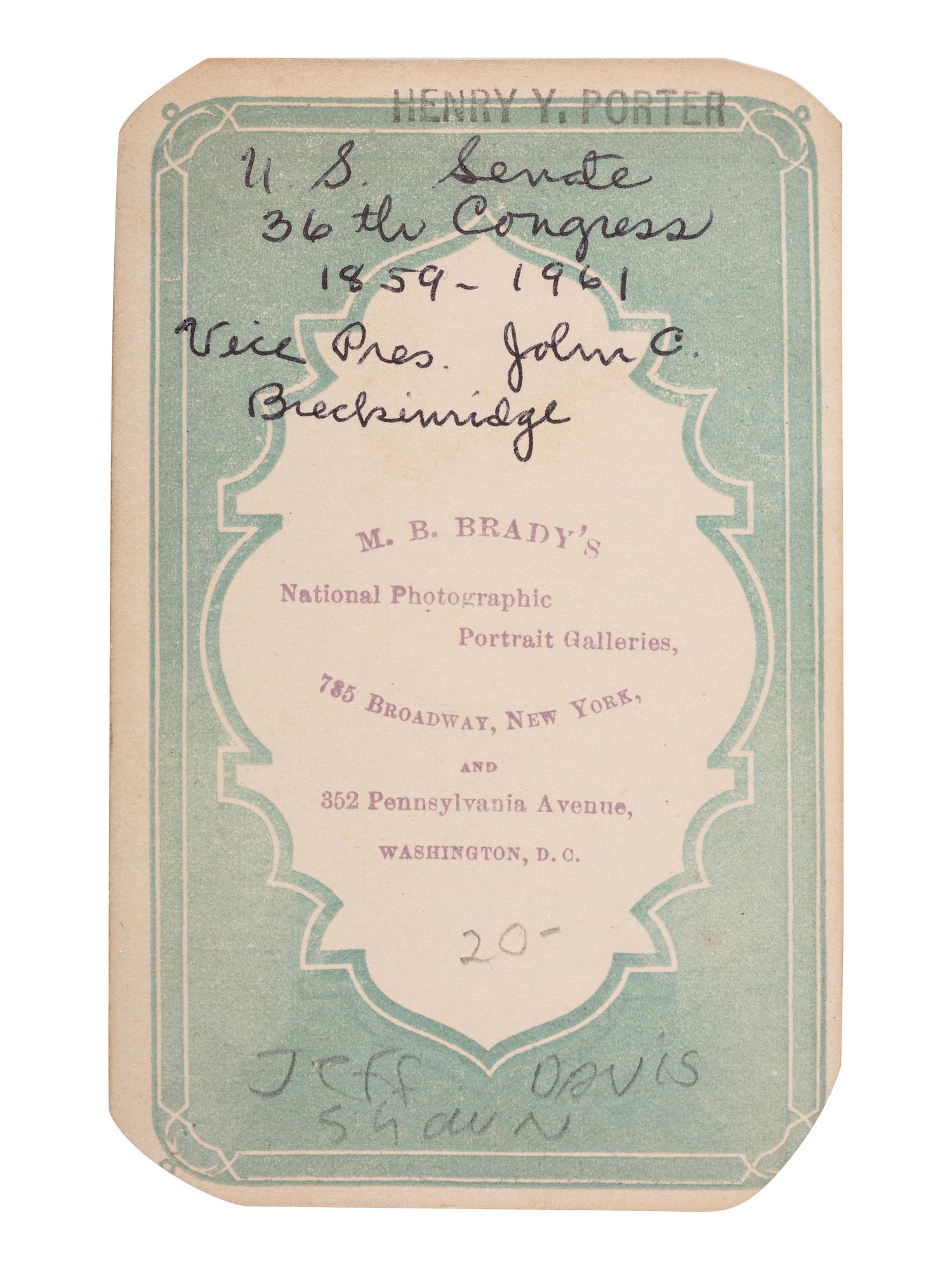 [CIVIL WAR]. 20 CDVs featuring antebellum & war-era politicians and statesmen, including: