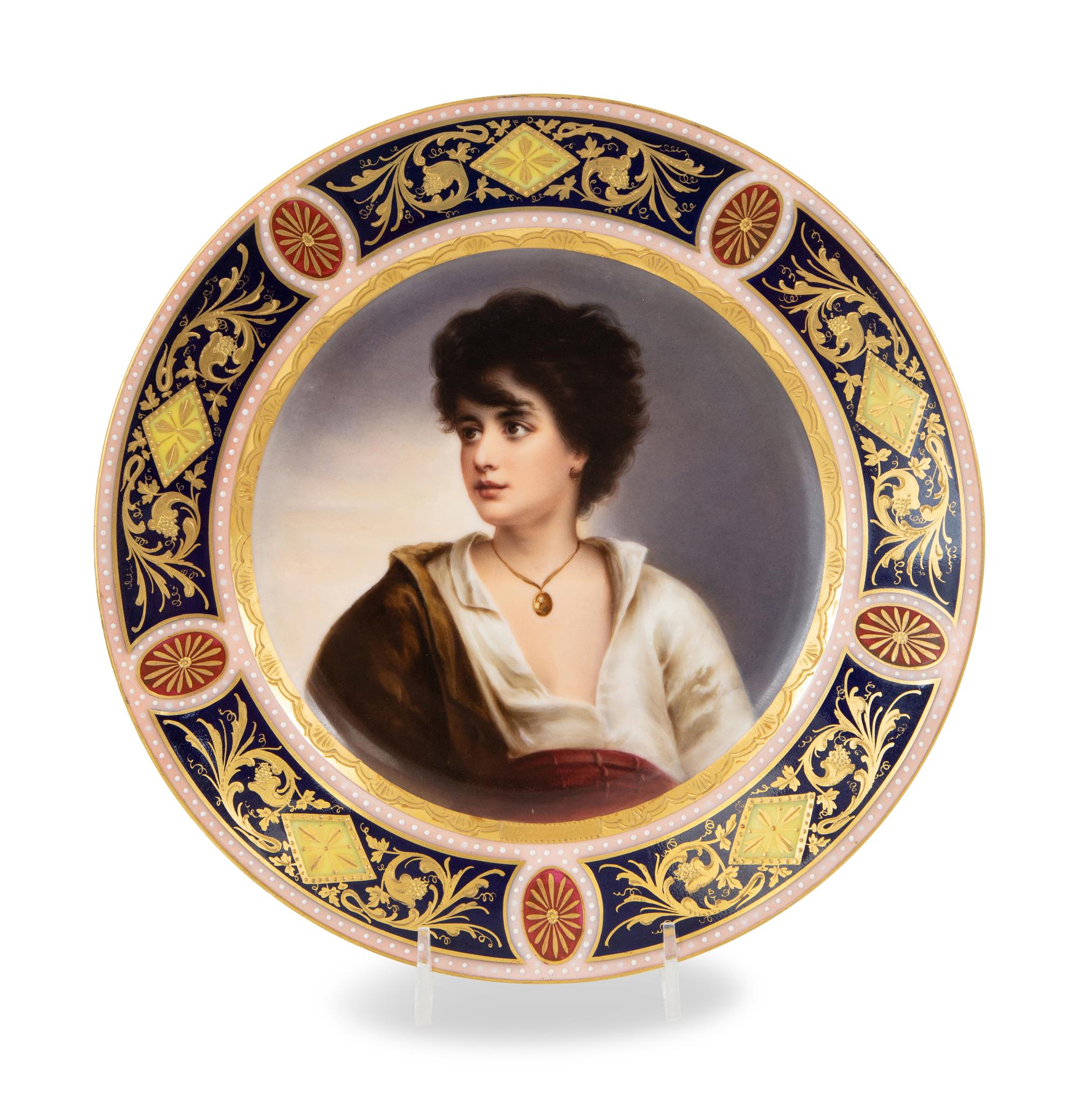 Five Royal Vienna Hand Painted Porcelain Portrait Plates