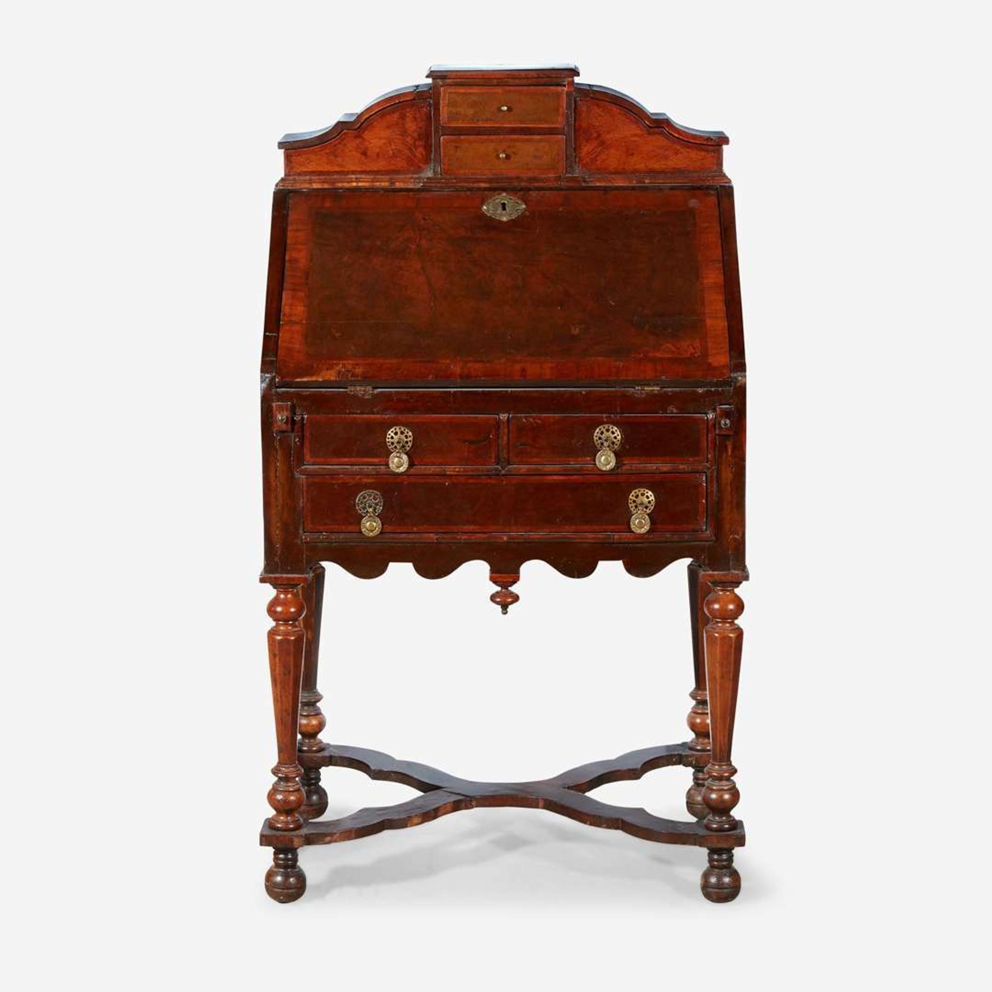 A William & Mary Style Burl Walnut and Walnut Writing Desk circa 1700 and later