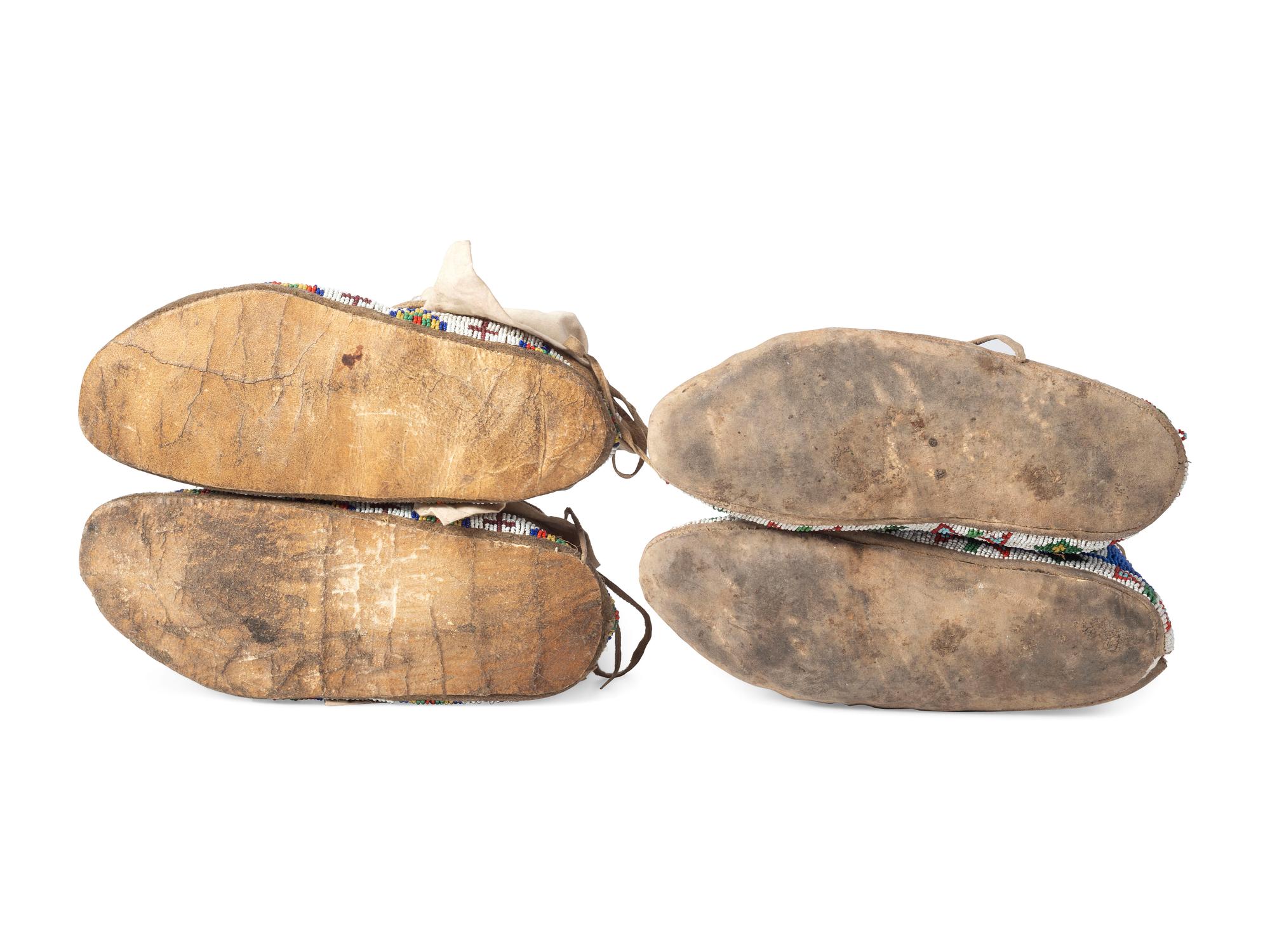 Sioux Beaded Hide Moccasins, with Horse Tracks