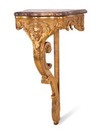 A Louis XV Style Giltwood Marble-Top Console Table