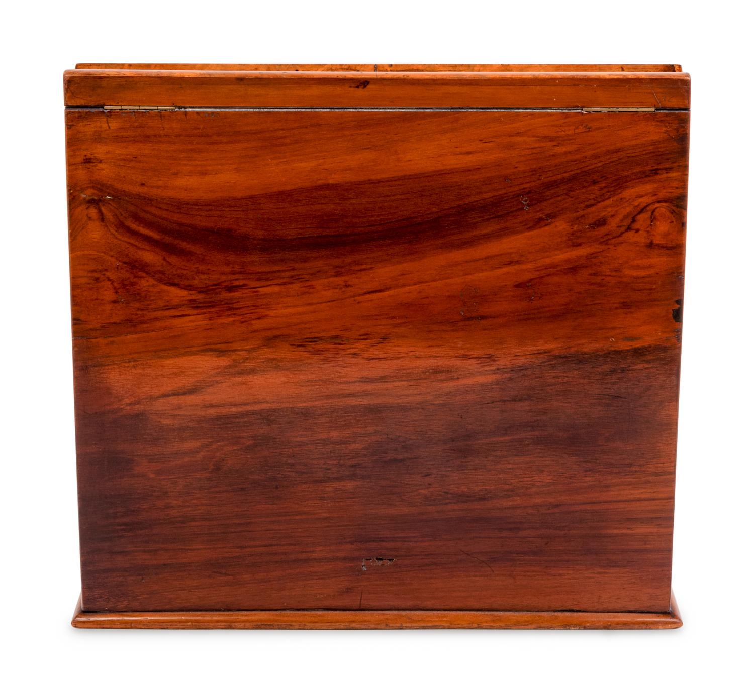A Large English Brass Mounted Walnut Stationery and Calendar Box