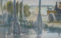 Florida Landscape with Figures on Tractor