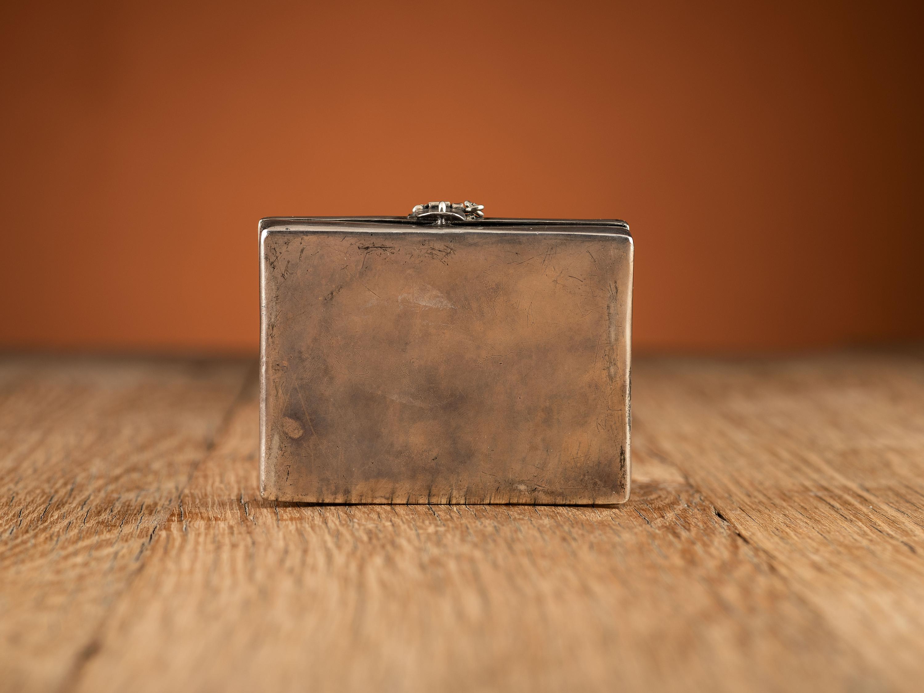 Silver Lidded Box, with Turquoise Channel Inlay