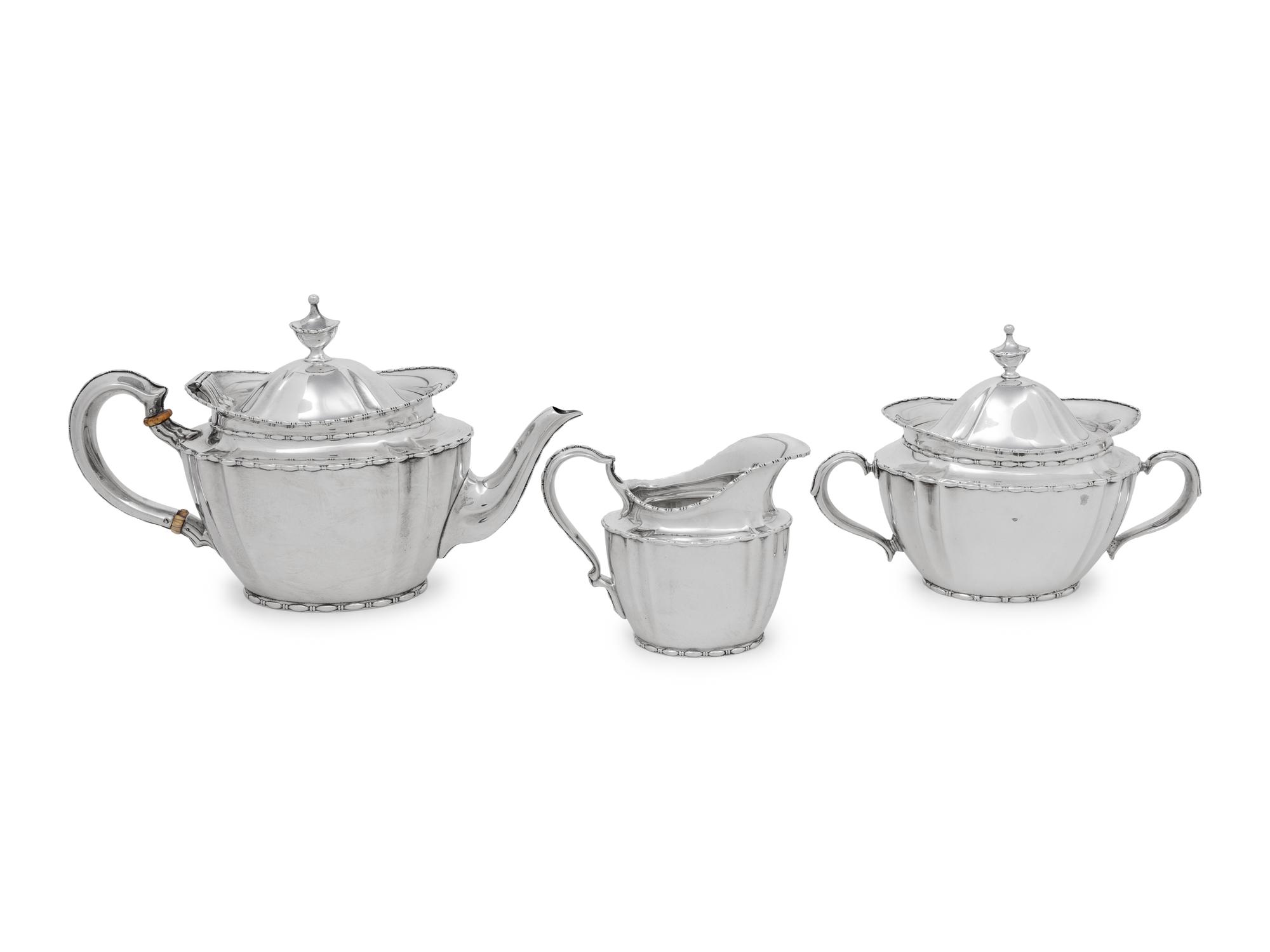 A Tiffany and Co. Silver Three-Piece Bachelor's Tea Service