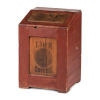 A Lion Coffee Painted Store Bin