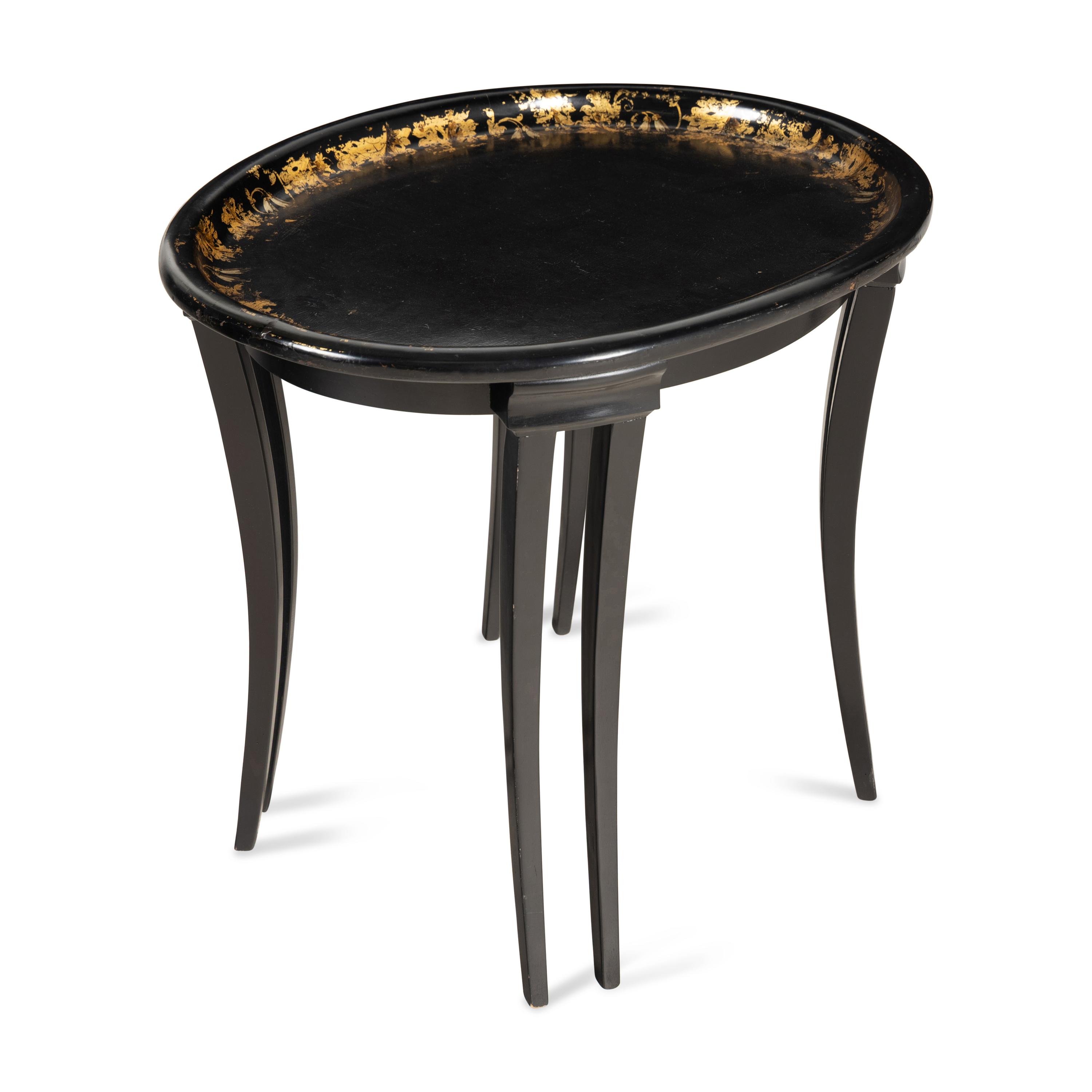 An English Gilt Decorated Papier Mache Tray Table