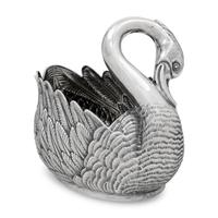 A Modern Fabergé Silver Swan Centerpiece