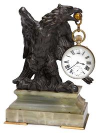 Bronze eagle with crystal ball clock probably continental, 19th century