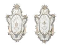 A Pair of Venetian Glass Girandole Mirrors — 19TH/20TH CENTURY