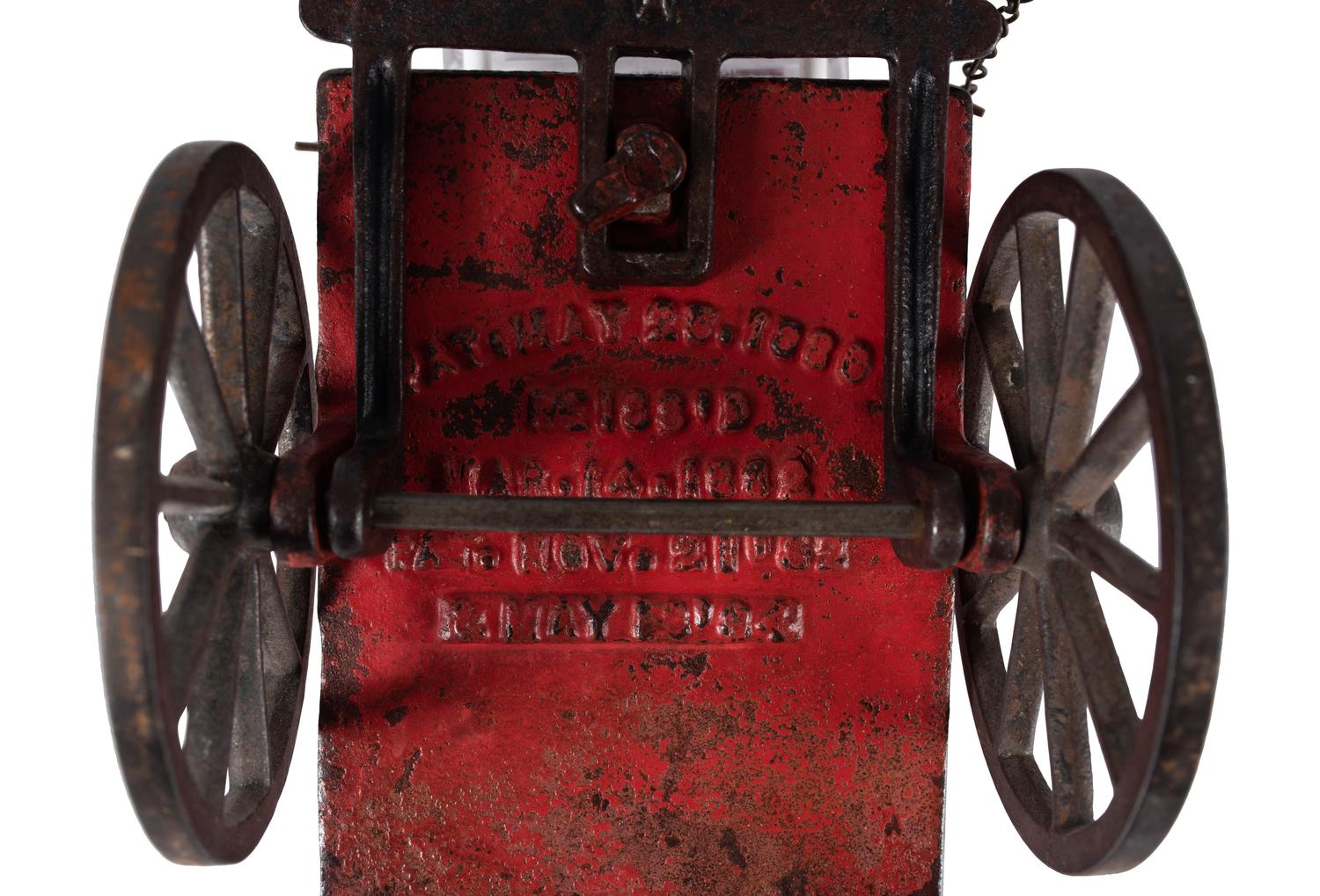 A Carpenter Cast Iron Horse Drawn Cart with Two Figures