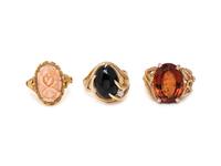COLLECTION OF YELLOW GOLD AND GEMSTONE RINGS