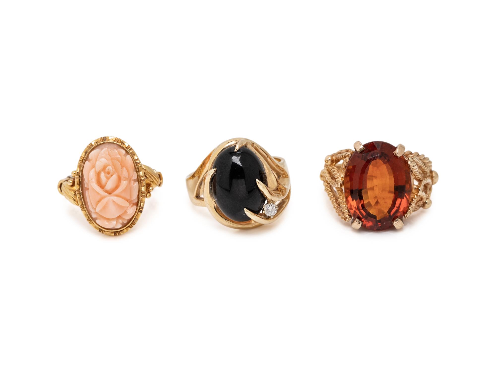 COLLECTION OF YELLOW GOLD AND GEMSTONE RINGS