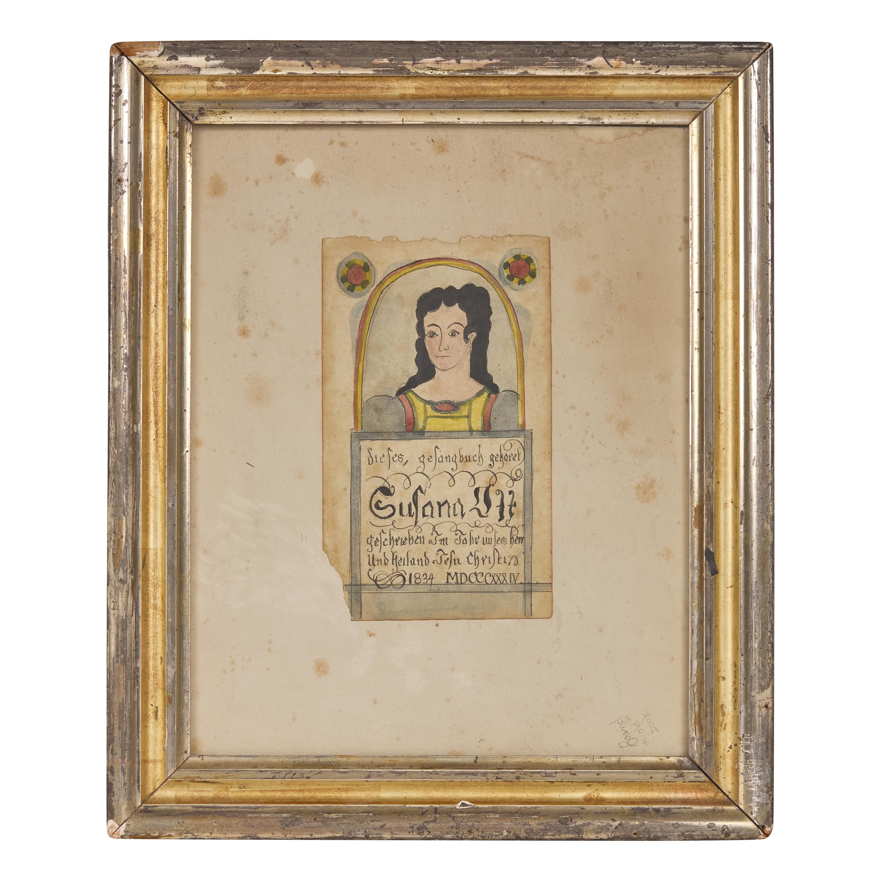A Fraktur Bookplate Copied After the Original Done for Susana Ott's Hymnbook