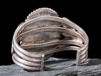Navajo Silver and Blue Gem Turquoise Cuff Bracelet