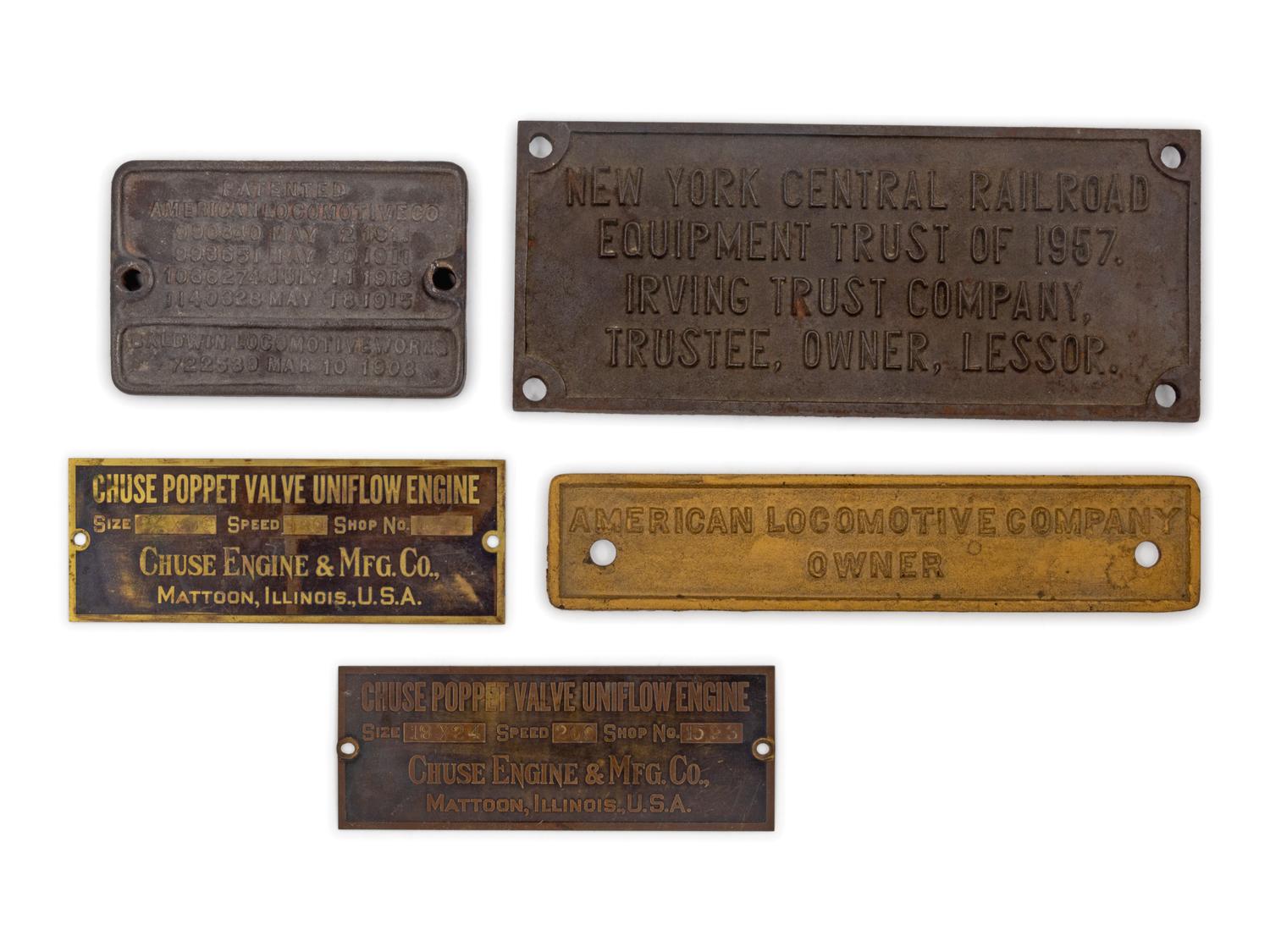 A Collection of Five American Railroad-Related Metal Plaques