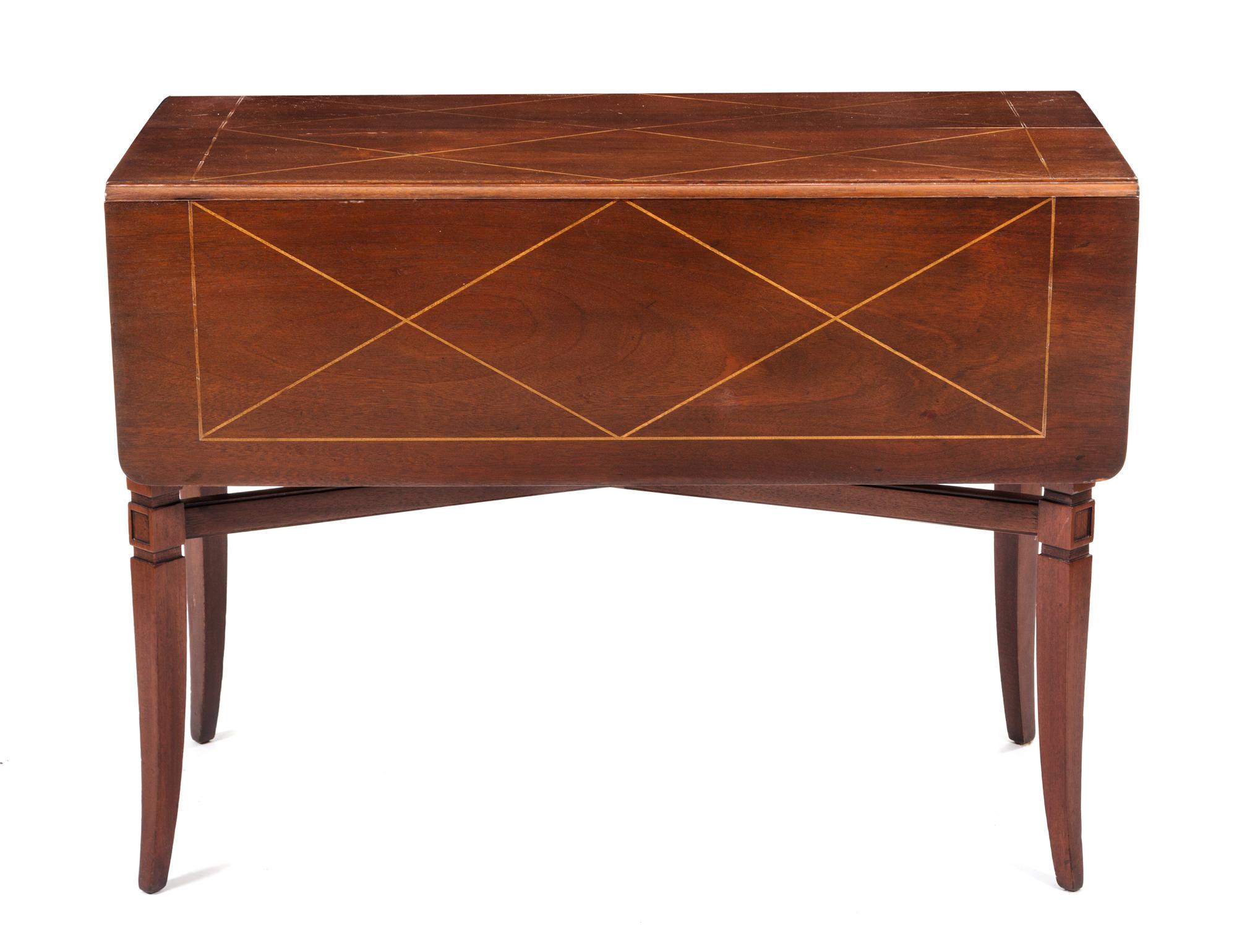 An Art Deco Style Mahogany Extension Table Height 29 1/4 x width 38 1/2 x length 69 3/8 inches. — TOMMI PARZINGER FOR CHARAK
