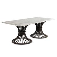 A Contemporary Iron and Carrara Marble Dining Table