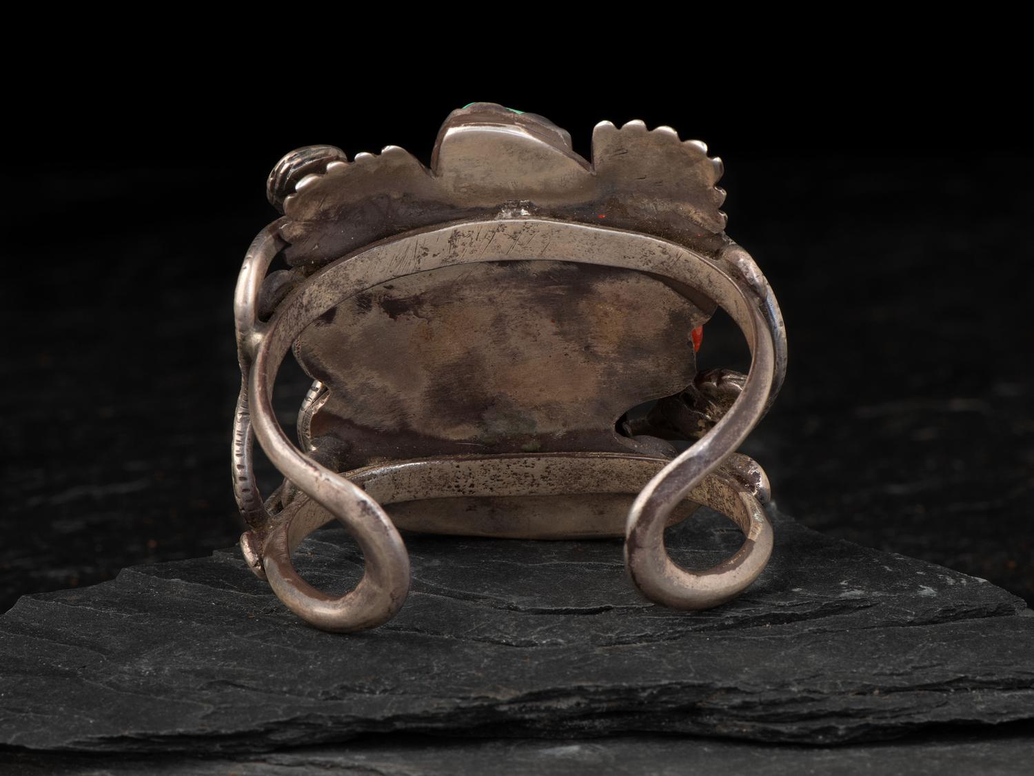 Serpent Cuff Bracelet, set with Turquoise and Coral