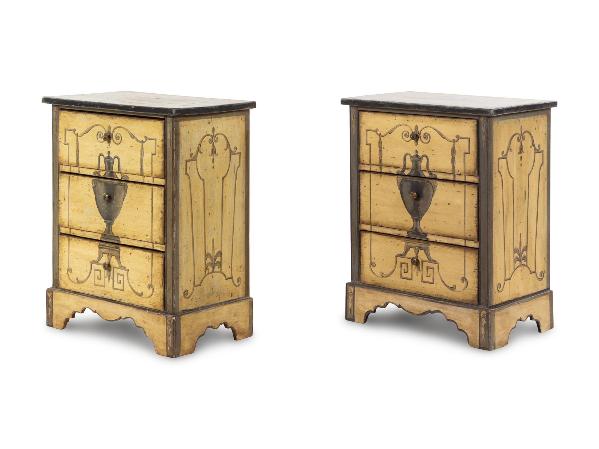 A Pair of Neoclassical Style Painted Nightstands