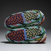 Sioux Child's Fully Beaded Hide Moccasins
