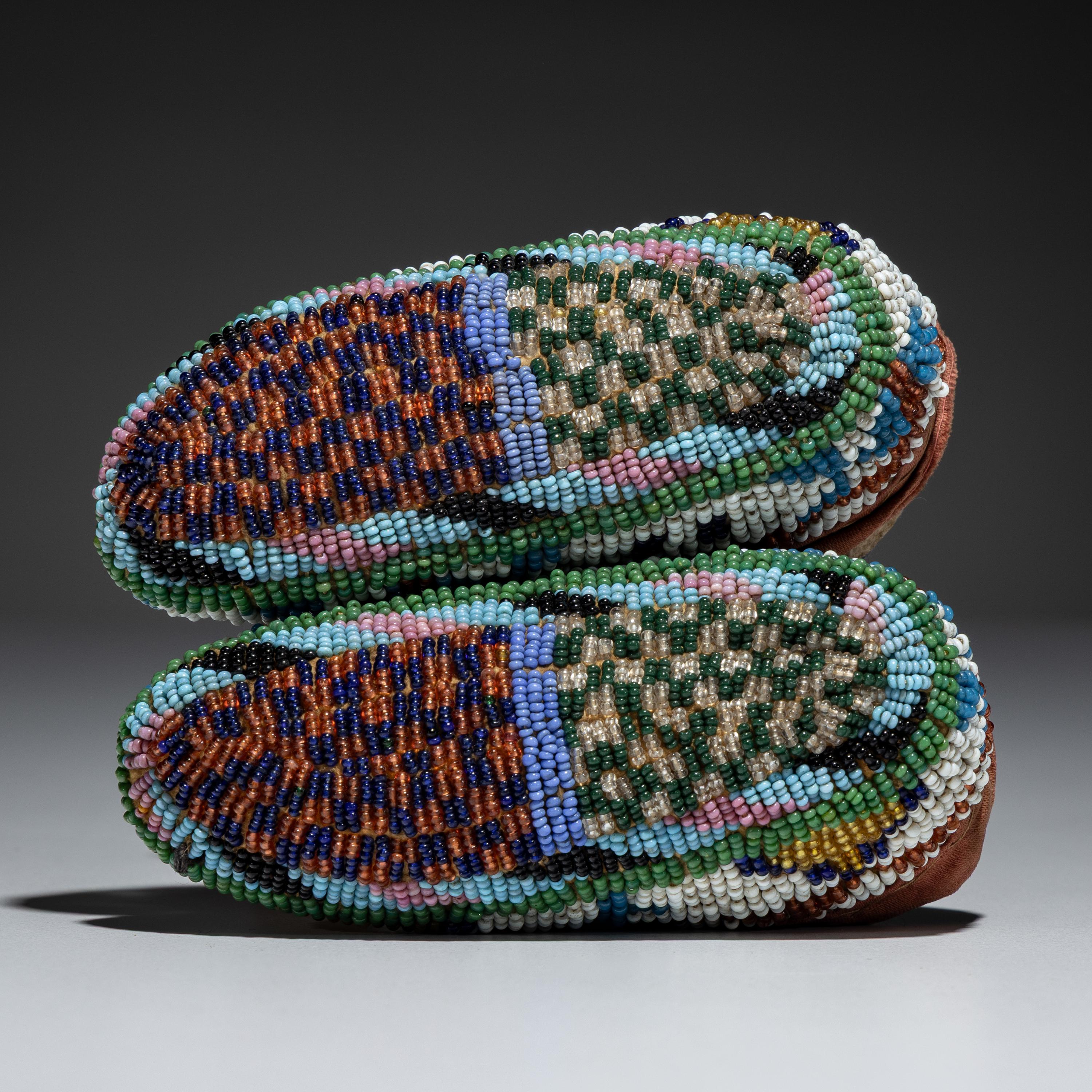 Sioux Child's Fully Beaded Hide Moccasins