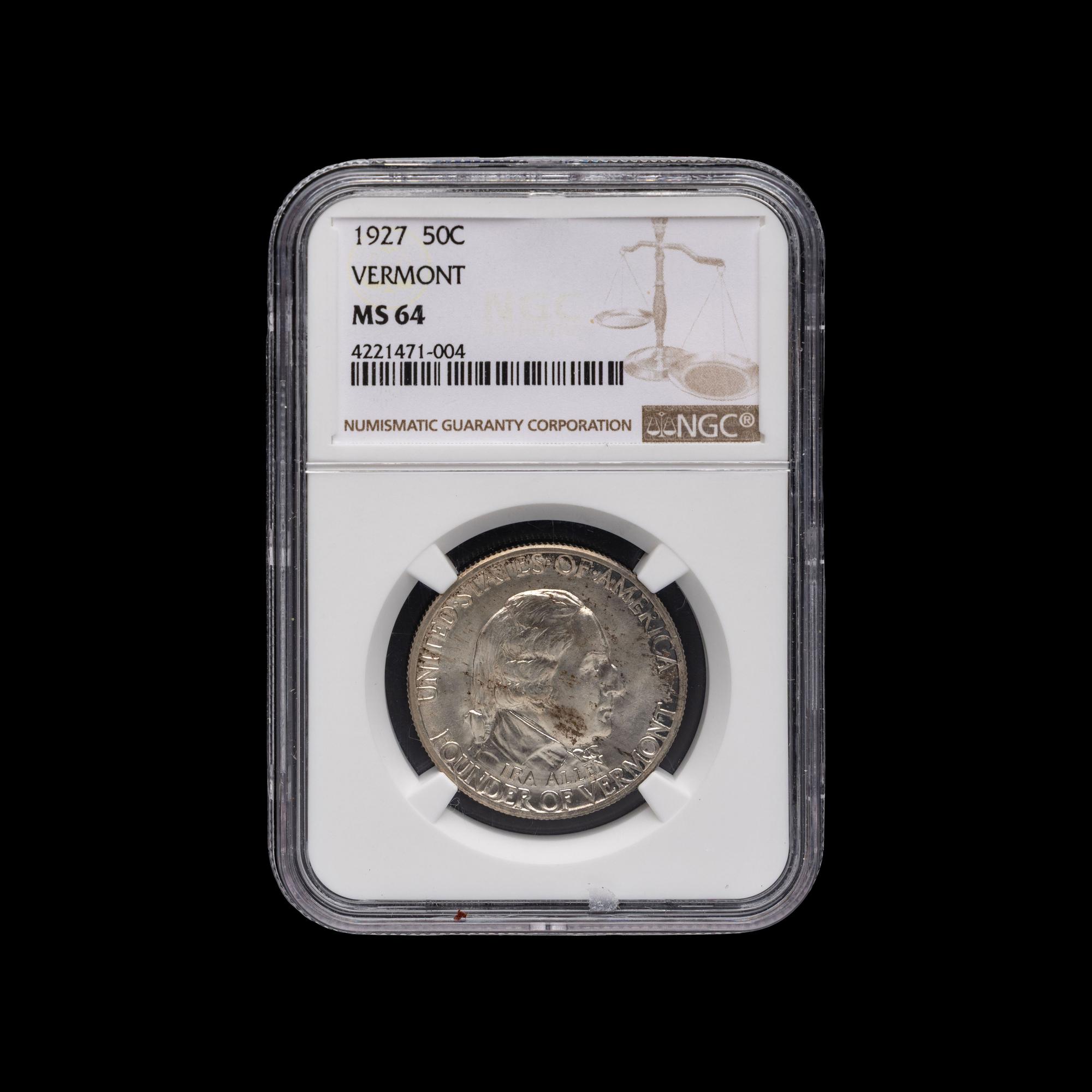 A 1927 Vermont Commemorative 50c Coin [NGC MS64]