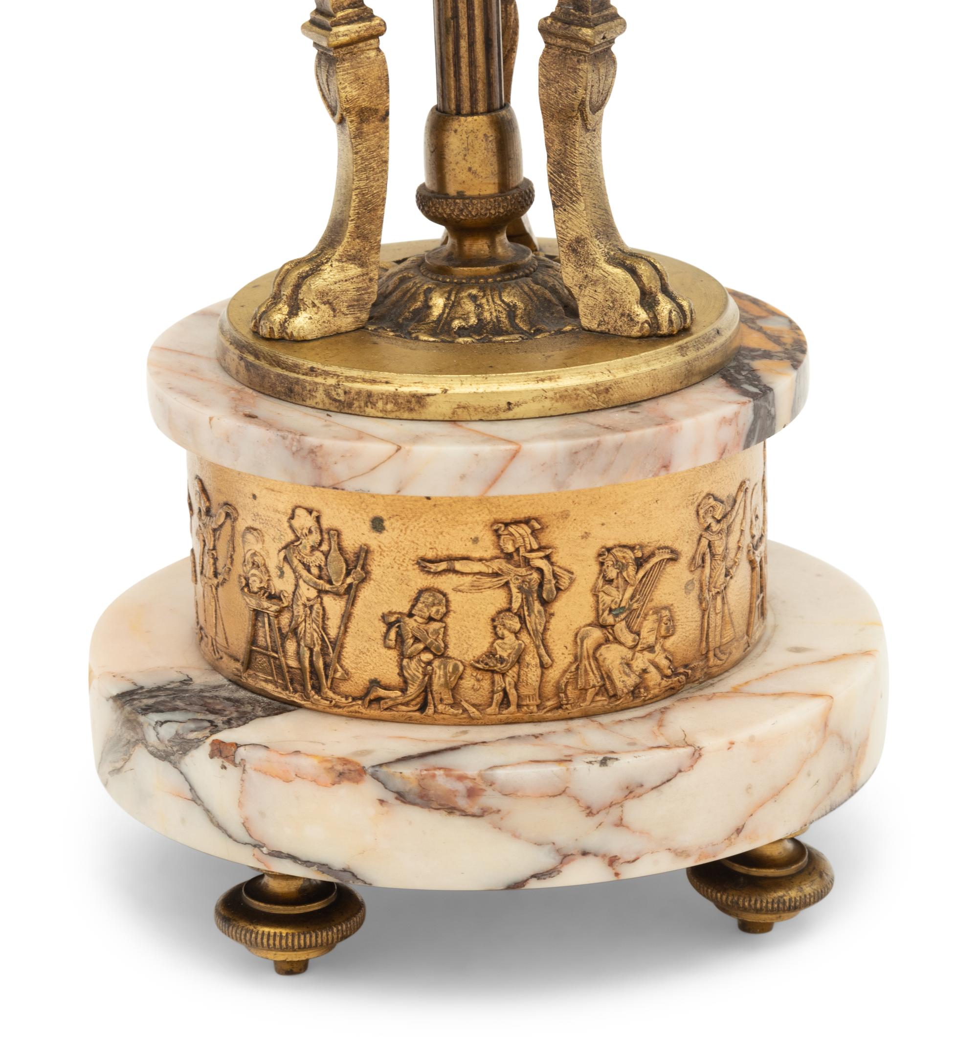 An Empire Style Gilt Bronze and Marble Cassolette Mounted as a Lamp