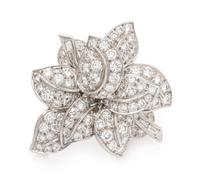 A Platinum and Diamond Leaf Cluster Brooch, 17.15 dwts.