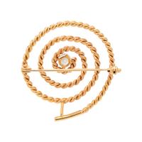 YELLOW GOLD AND DIAMOND SPIRAL BROOCH