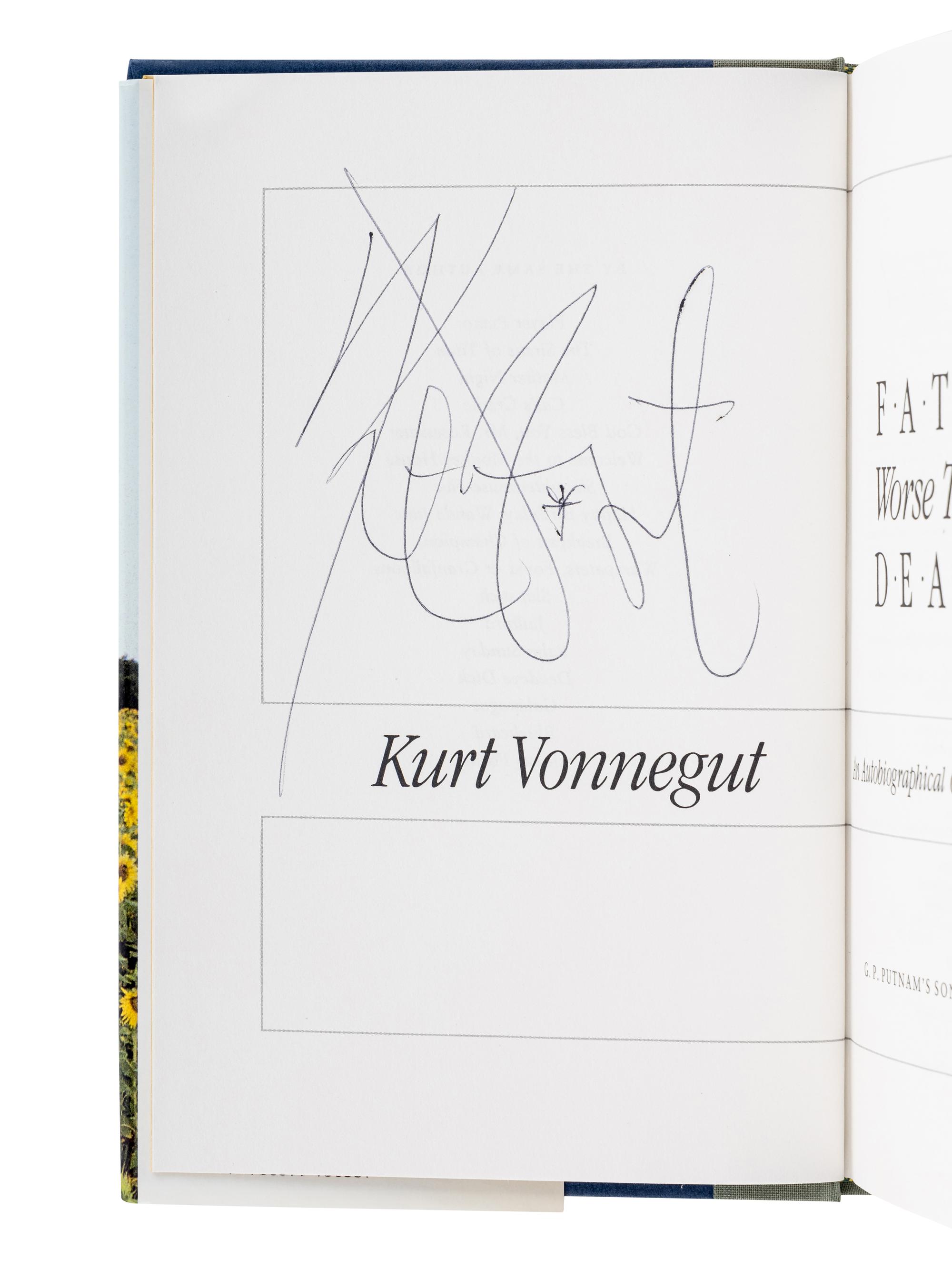 VONNEGUT, Kurt, Jr. (1922-2007). Fates Worse Than Death . New York: G.P. Putnam's Sons, 1991.
