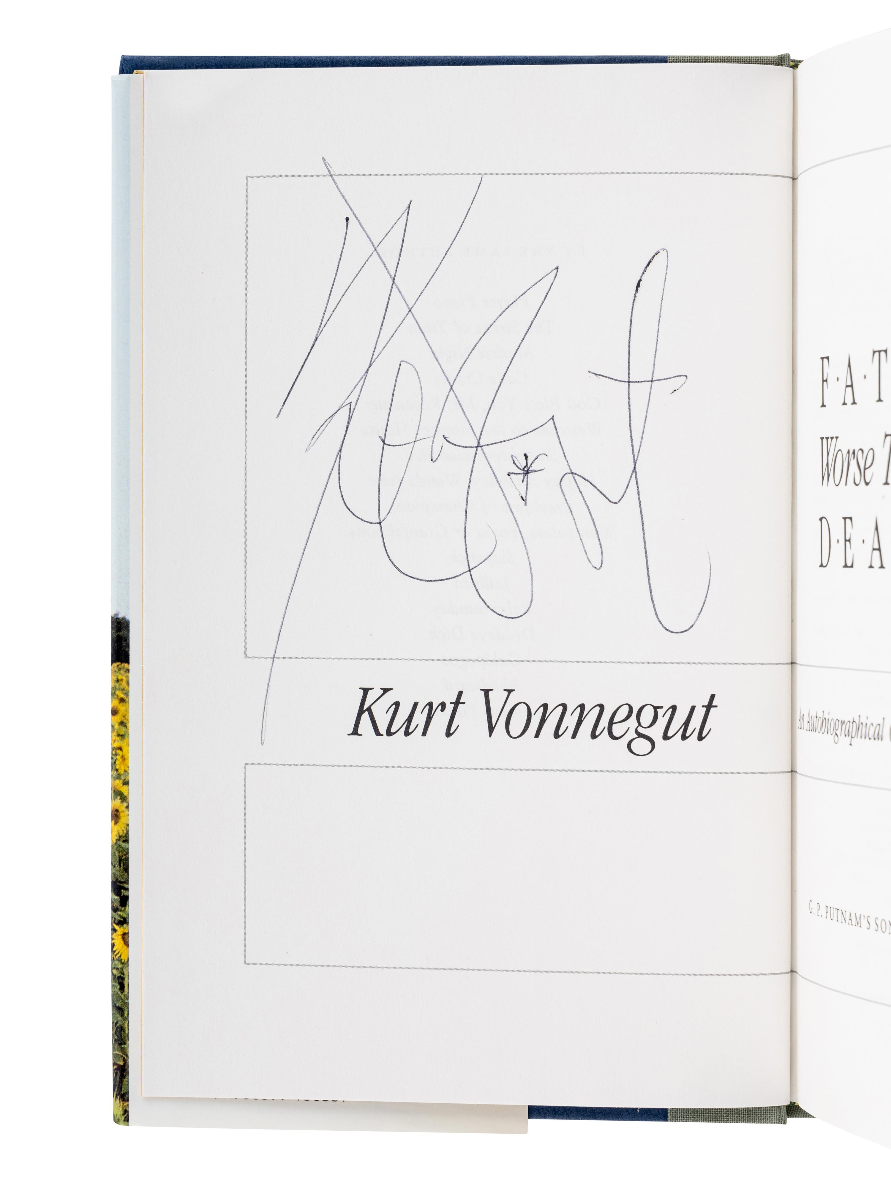 VONNEGUT, Kurt, Jr. (1922-2007). Fates Worse Than Death . New York: G.P. Putnam's Sons, 1991.