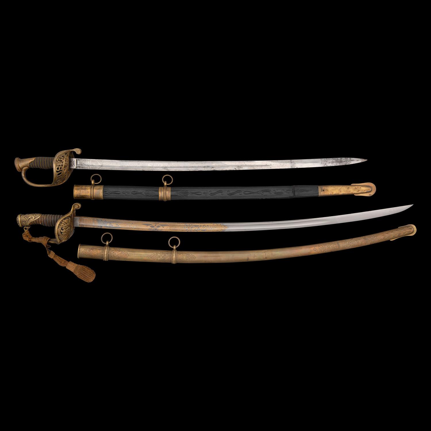 Lot of Two Model 1850 Staff and Field Officer's Swords of General Franklin S. Nickerson