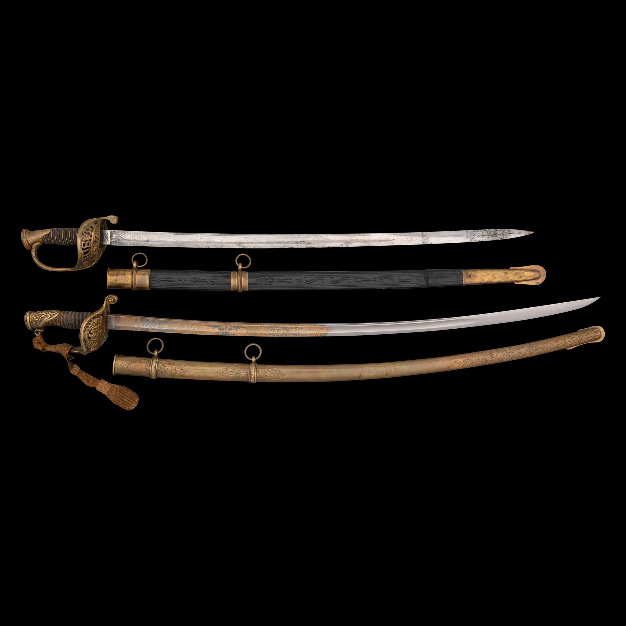 Lot of Two Model 1850 Staff and Field Officer's Swords of General Franklin S. Nickerson
