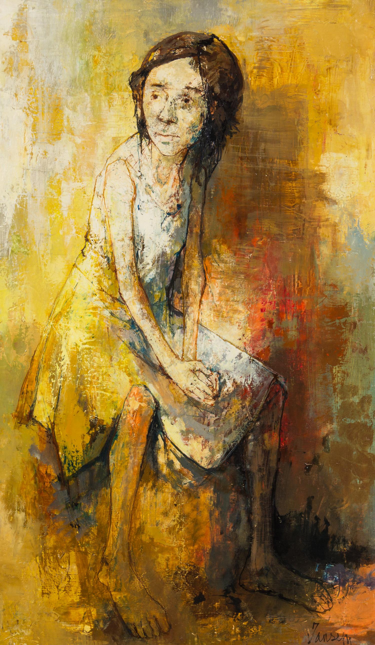 Jean Jansem, (French, 1920-2003), Fillette Fond Jaune