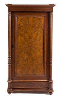 A Victorian Burlwood Armoire Height 77 1/2 x width 43 x depth 25 inches.