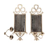 A Pair of French Tole and Mirror Two-Light Wall Lights