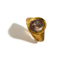 A Roman Amethyst Ring Stone with a Male Portrait Head — Set in a gold ring