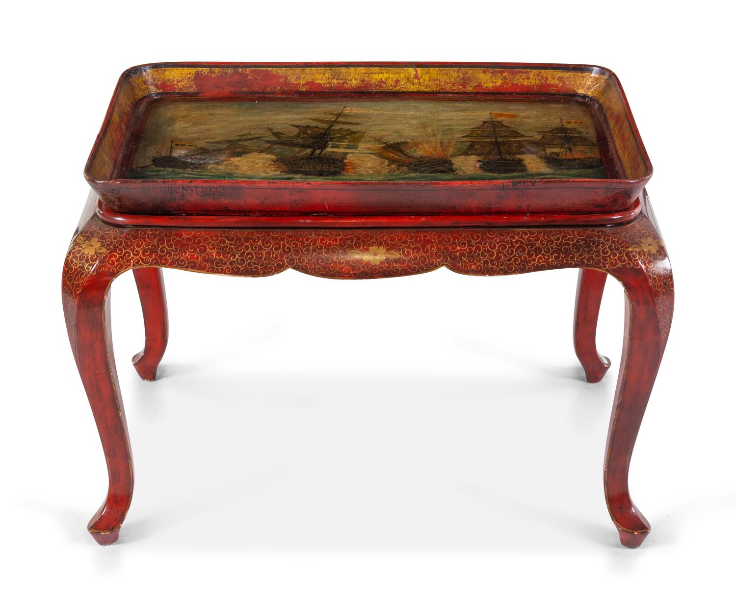 A Victorian Papier-Mache Tray Table