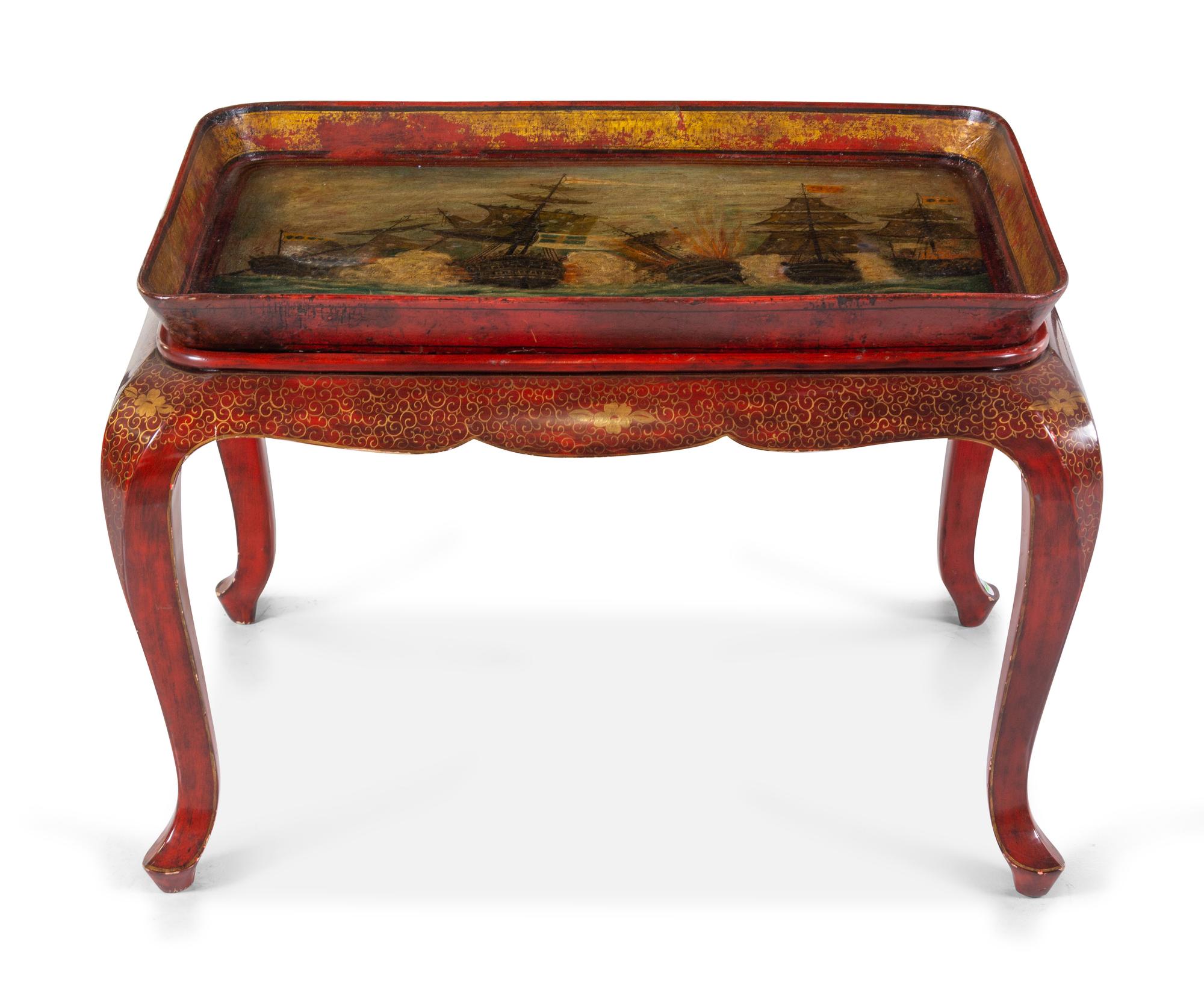 A Victorian Papier-Mache Tray Table