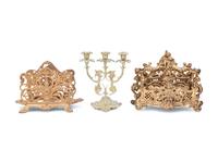 Three Victorian Gilt Metal Desk Articles